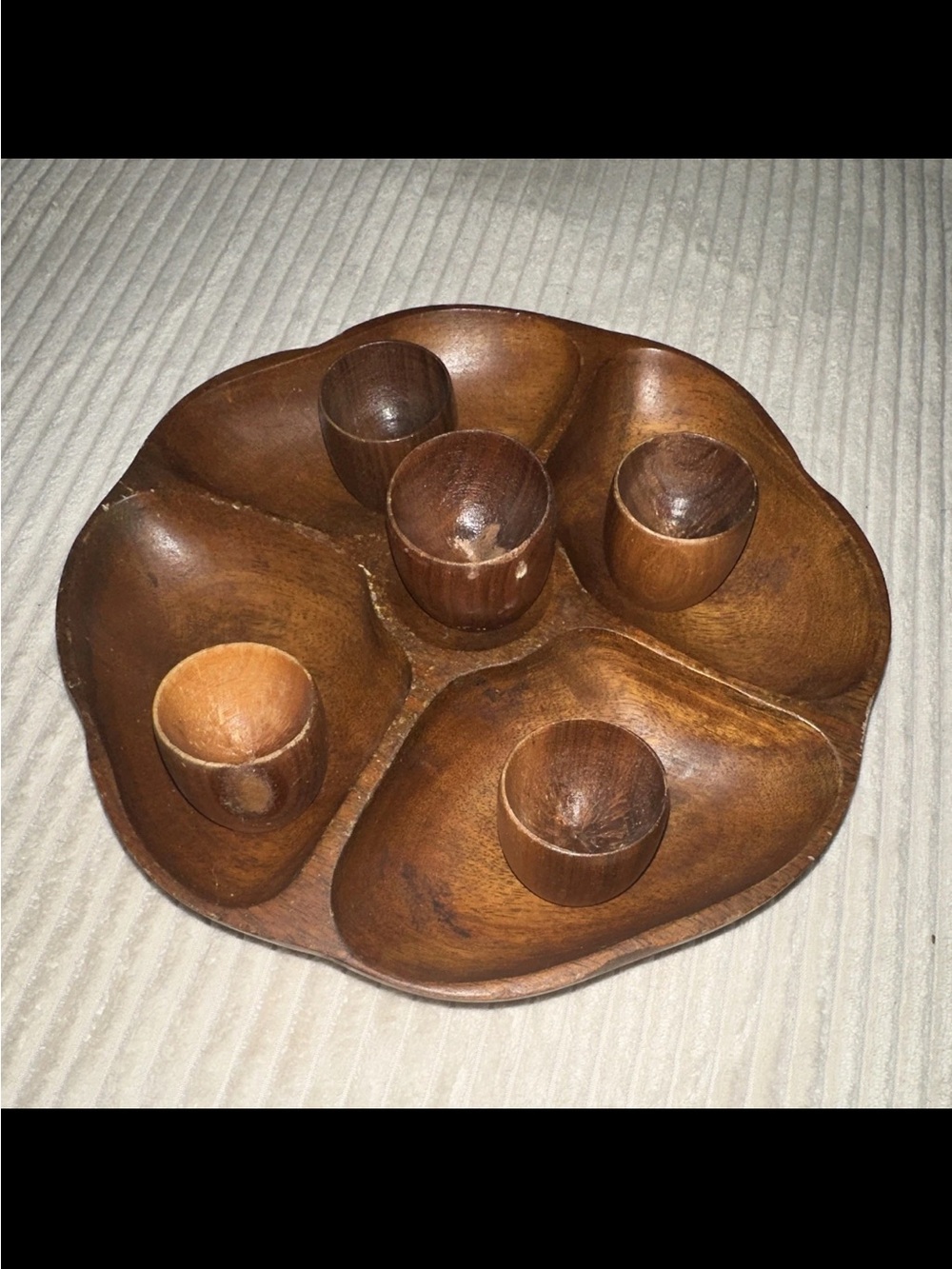 Alii Wood Wooden Serving Tray with Six Egg Cups - Brown